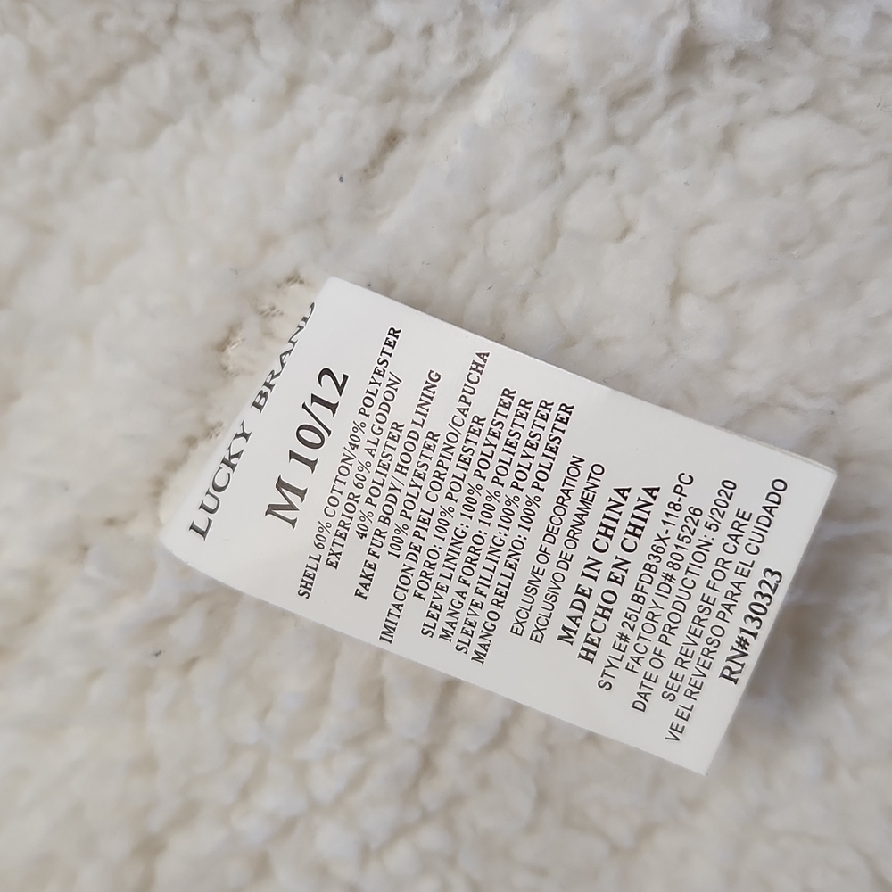 Lucky Brand Girls' Full Zip Sherpa Fleece Hoodie Putty Beige Heather Size 10-12 - Picture 8 of 12